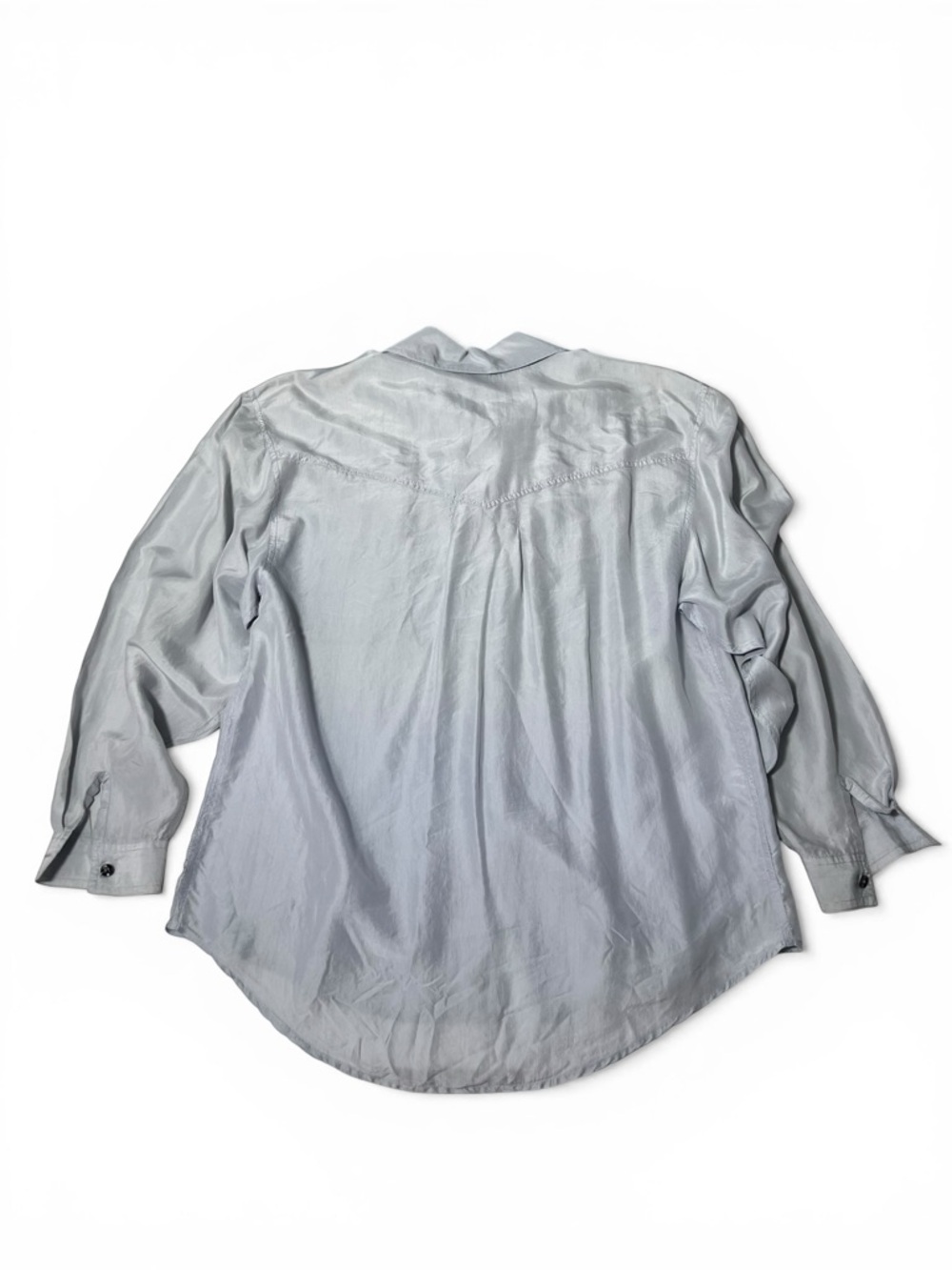 Express Light Gray Button-Front 100% Silk Women's… - image 3